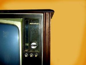 Close-up of old television