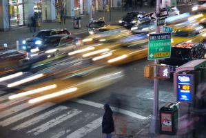 Long-exposure blurred NYC traffic