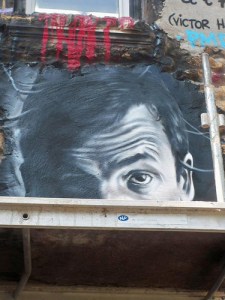 Kevin's face painted on a wall