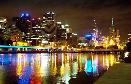 Colorful cityscape at night